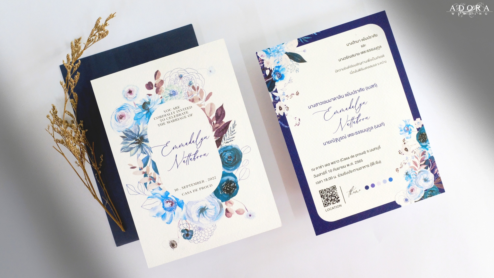 Portfolio B302 ... Floral Invitation with special technique to change color to match Wedding Theme